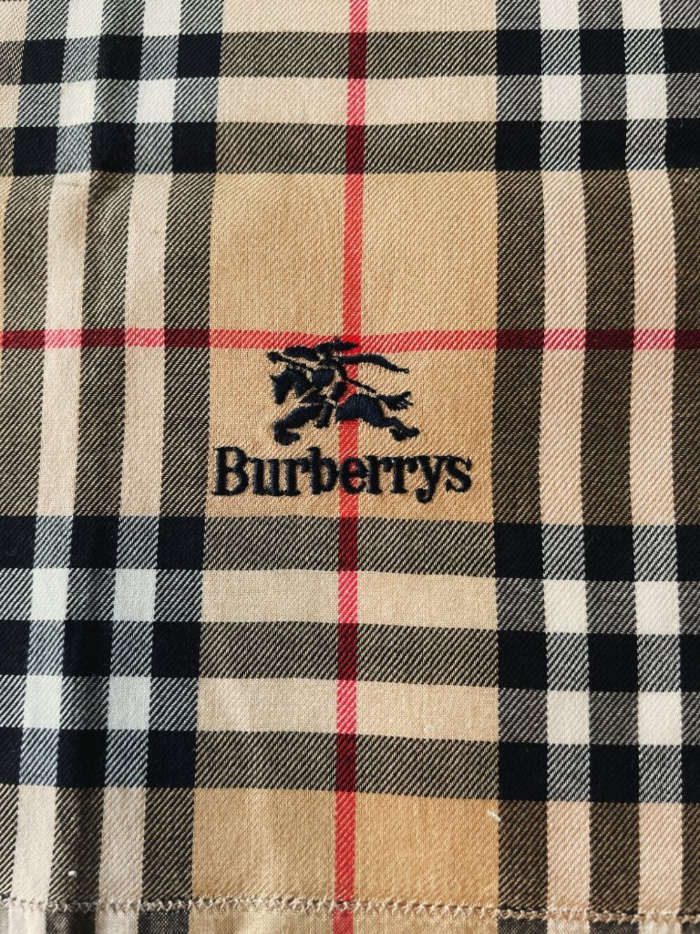 Burberrys Vintage Nova Check Cotton Scarf Embroidered Logo NWOT - Picture 9 of 11